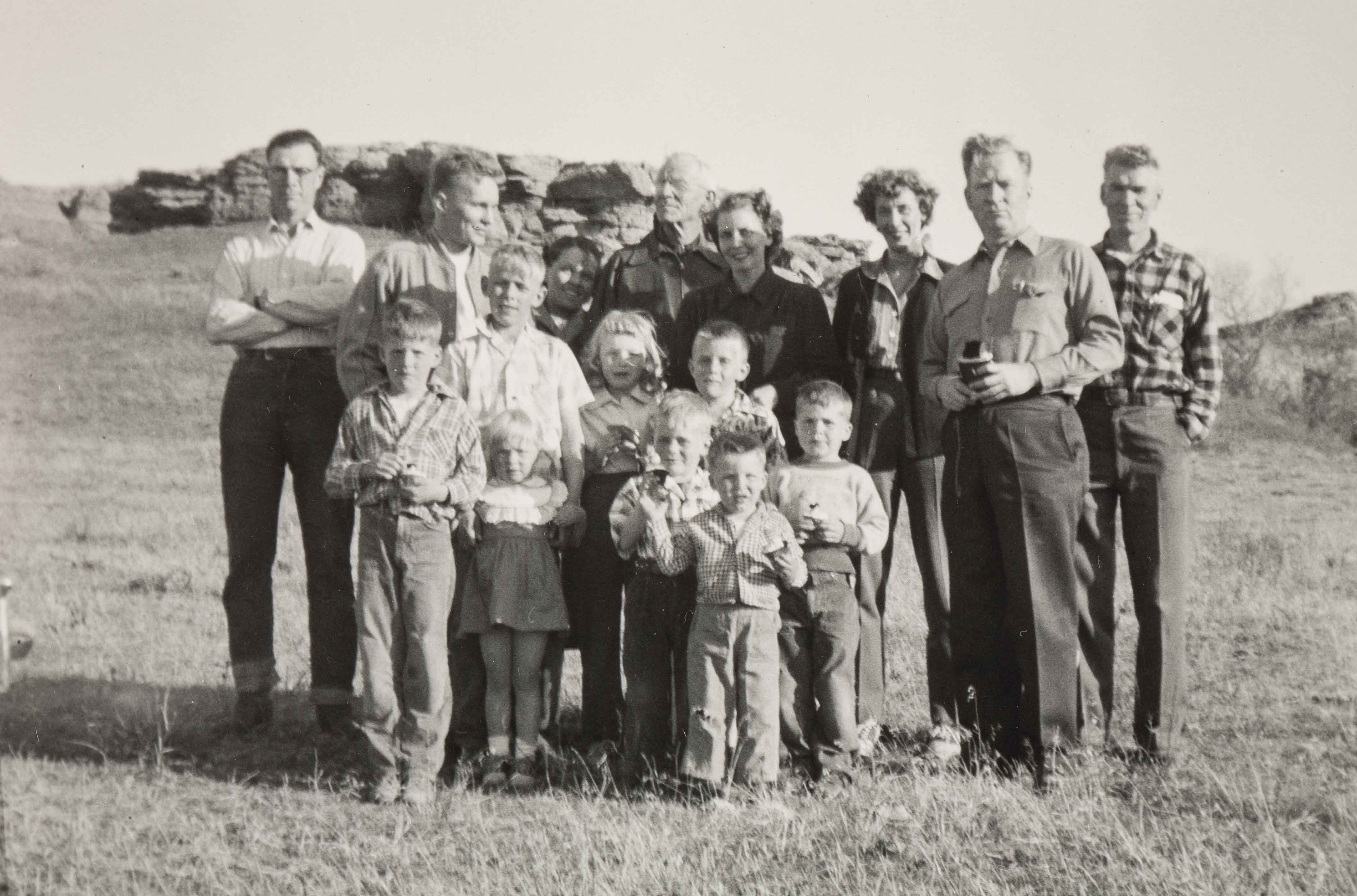 Family w-Fred Lundberg at Rotten Grass, MT - ca1951
